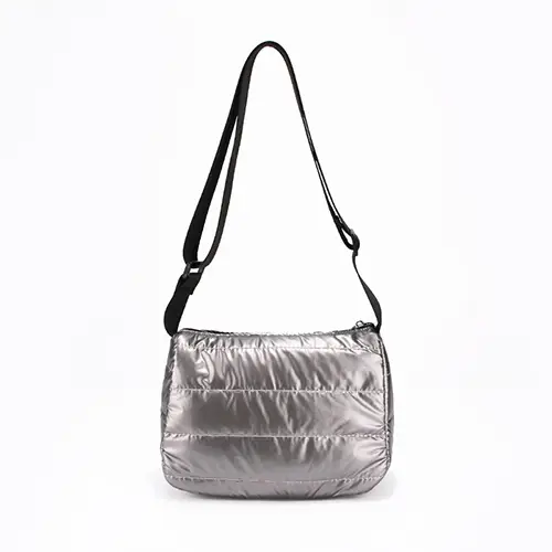 Lightweight Shiny Nylon Crossbody Bag with Adjustable Strap